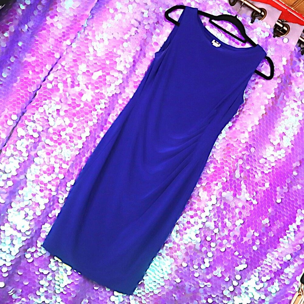 ROYAL BLUE MINI DRESS 8 Anne Klein Work Party Holiday Ruched Elegant Jeweltone